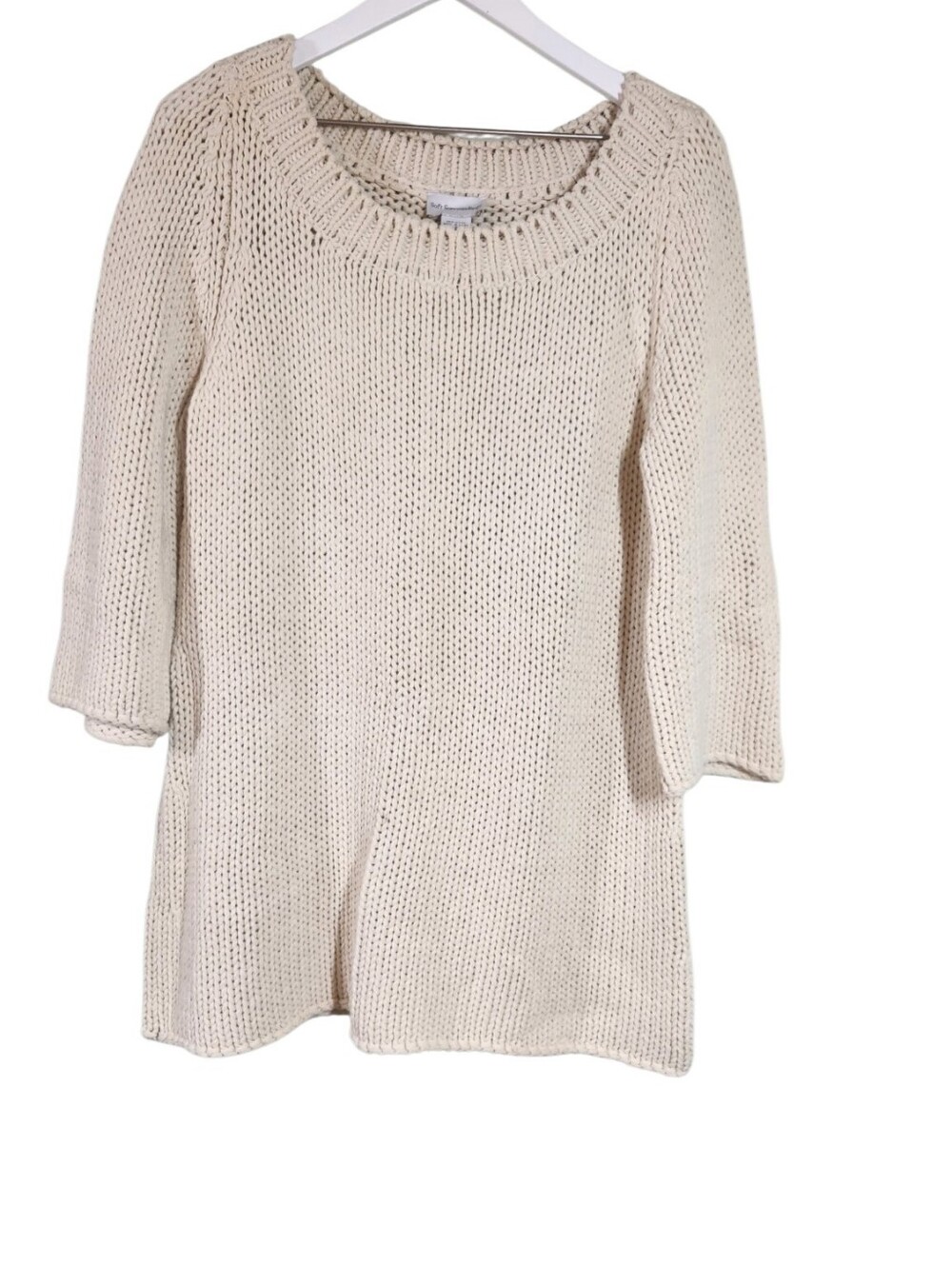 Soft Surroundings Cream Open-Knit Scoop Neck Sweater, Sz M